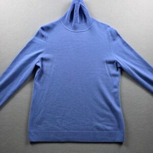 Talbots Womens Blue Pure Cashmere Turtleneck Sweater Size L Long Sleeve Knit